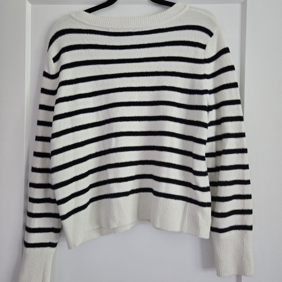 Banana Republic Striped Black and White Women's Medium Sweater - Picture 2 of 8